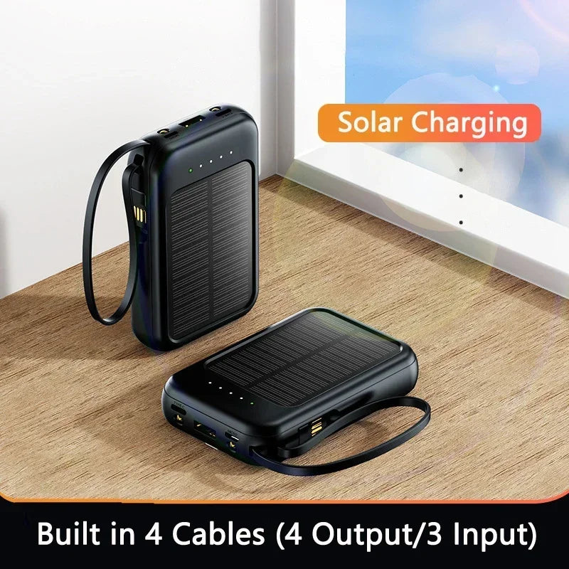 Solar Power Bank 10000mAh-30000mA Thin Light Comes With Four-wire