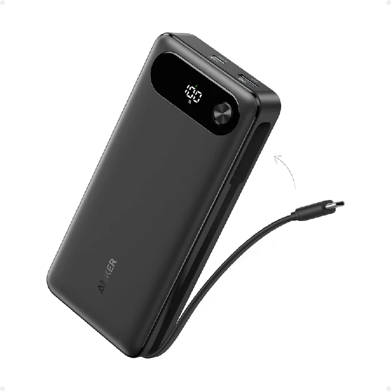 Anker PowerCore Power Bank (20K, 87W, Built-In USB-C Cable) -Black