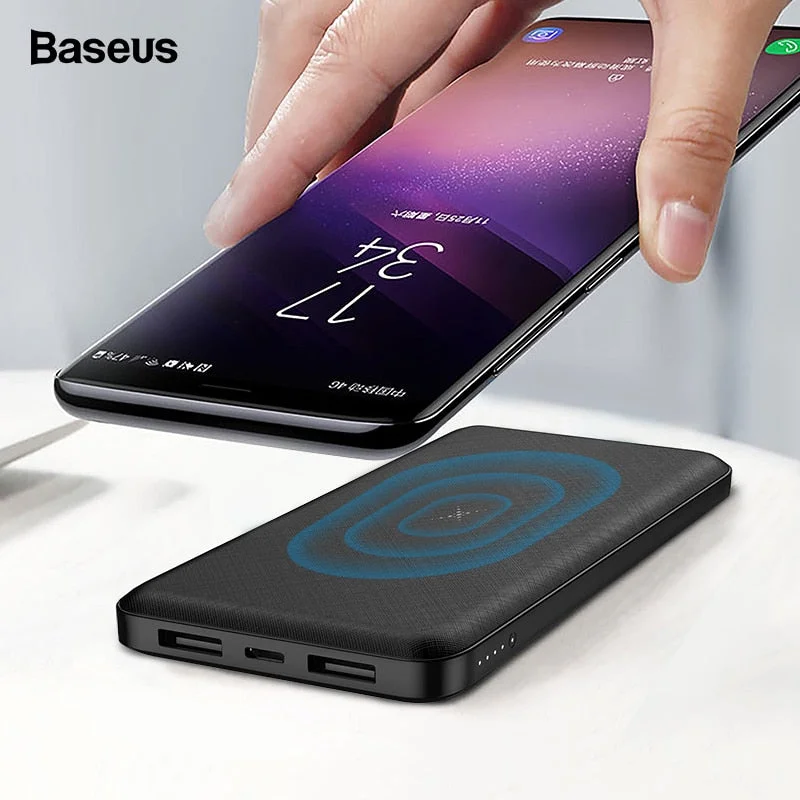 Baseus 10000mAh Qi Wireless Charger Power Bank External Battery Wireless Charging Powerbank For iPhone11 X Samsung huawei Xiaomi