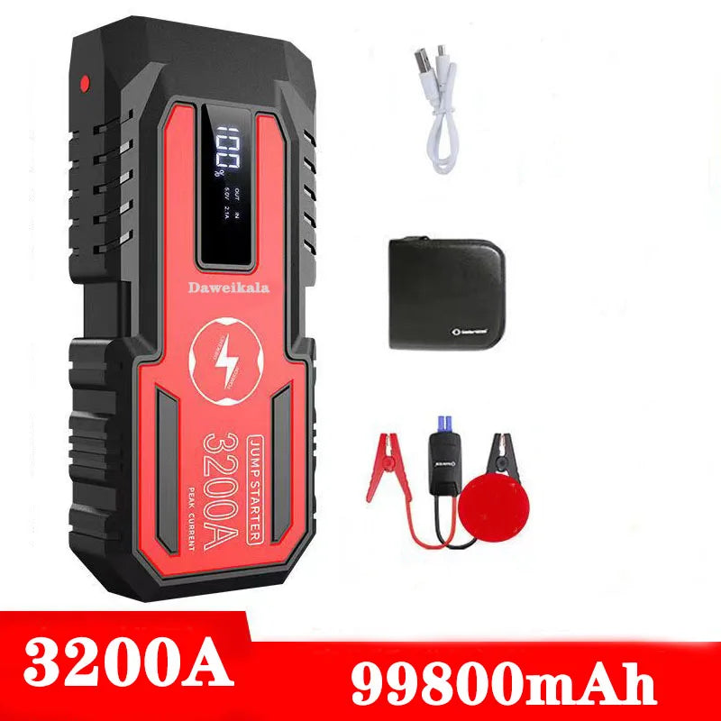 DAWEIKALA Car Jump Starter 3200A Power Bank Emergency Battery