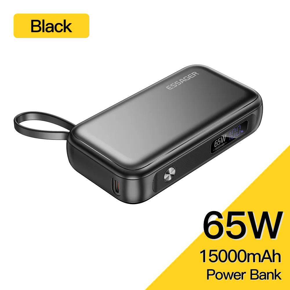 Essager Power Bank 15000mAh With USB-C Cable 65W Fast Charger