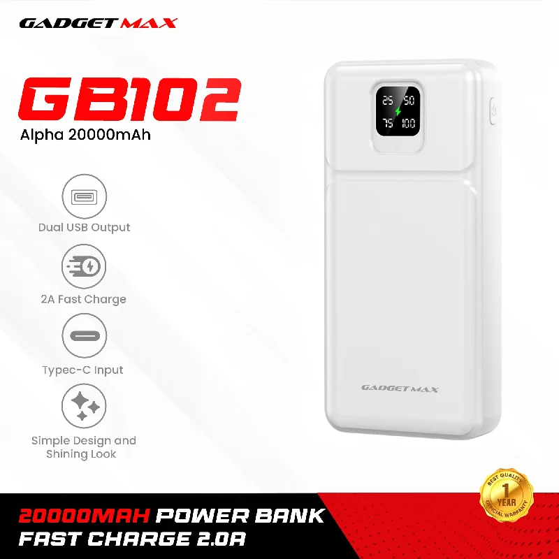 GADGET MAX GB102 Alpha Series 20000mAh Power Bank - White