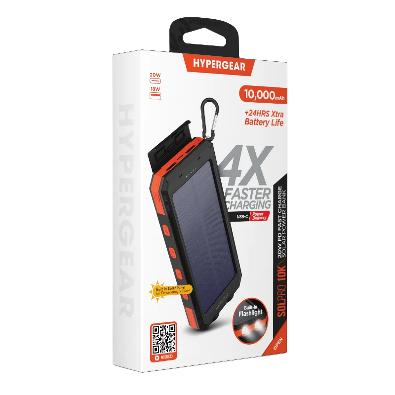 HyperGear Solar 10000mAh PD Power Bank Black