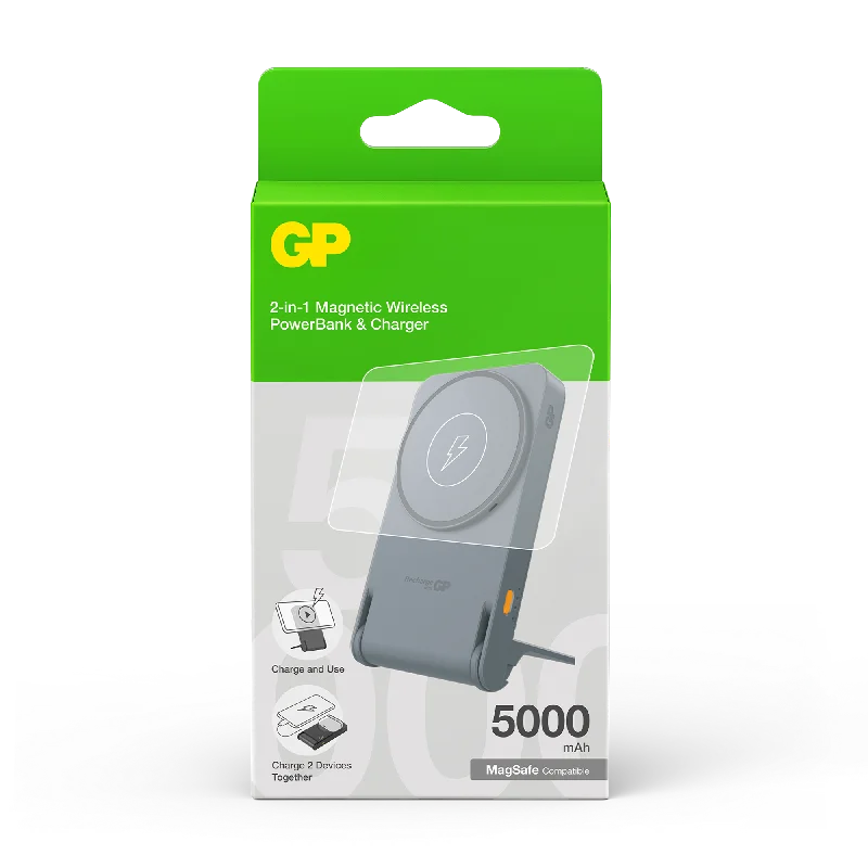 GP Magnetic Safe 2-in-1 Wireless PowerBank 5000mAh