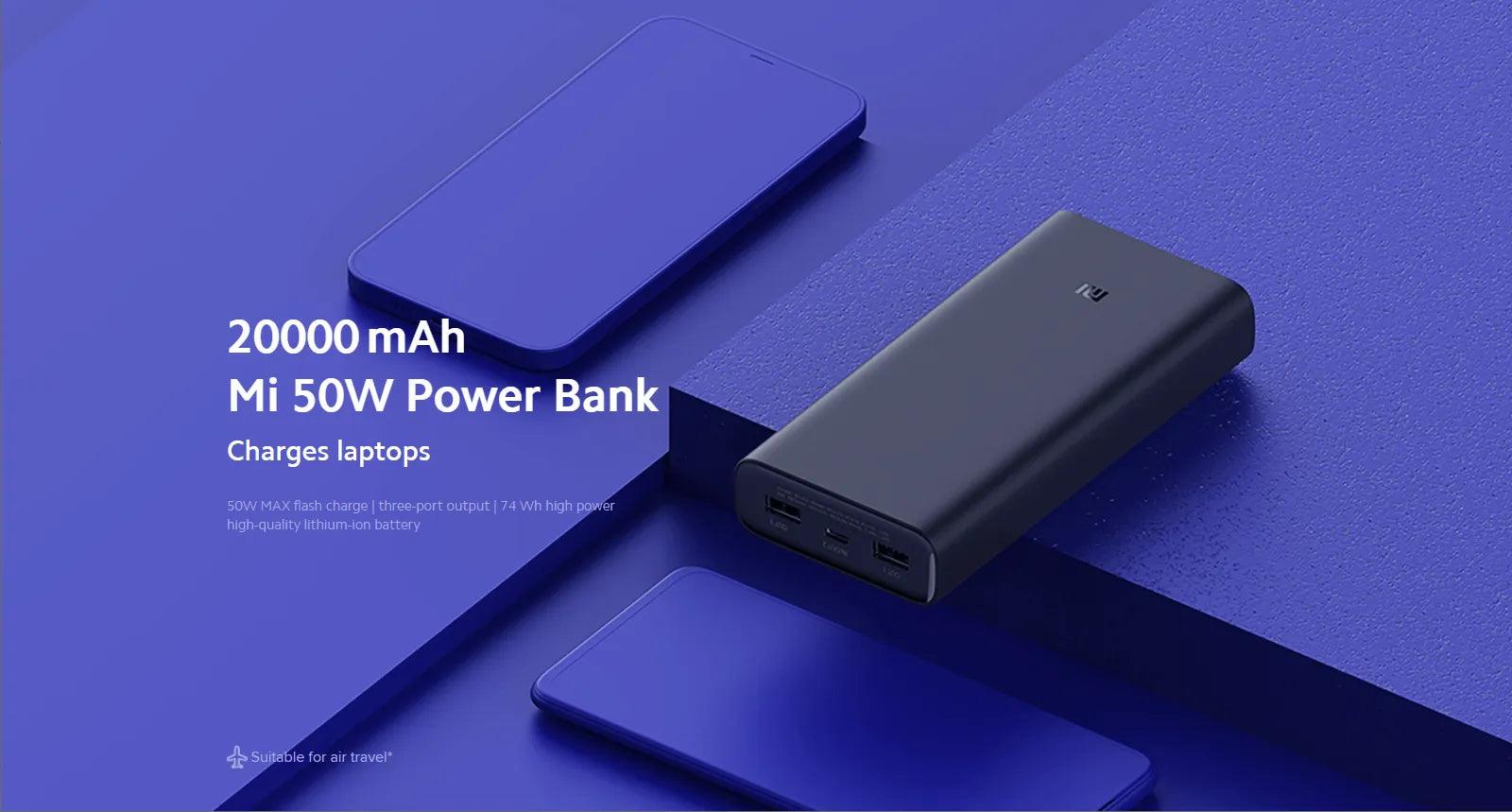 Mi 50w Power Bank 20000mAh, Charge Laptops