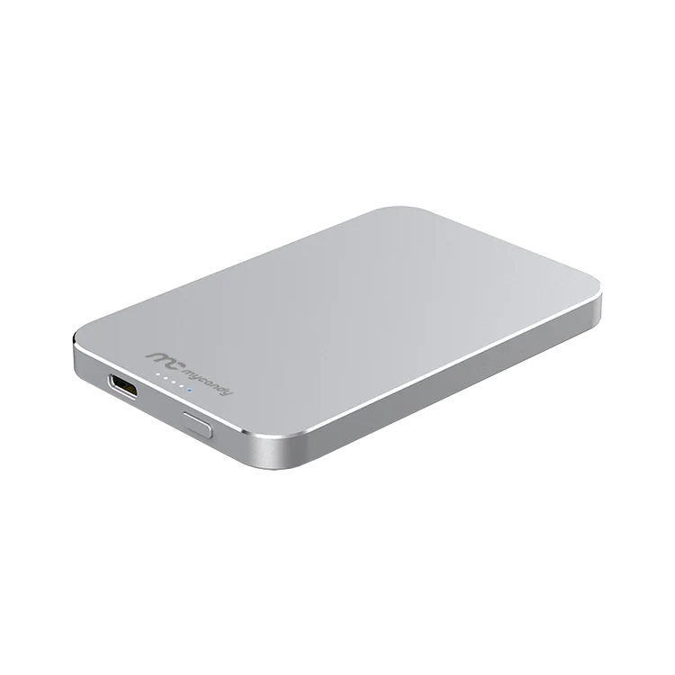 MyCandy 5000 mAh Super Slim Magnetic Wireless Power Bank Silver