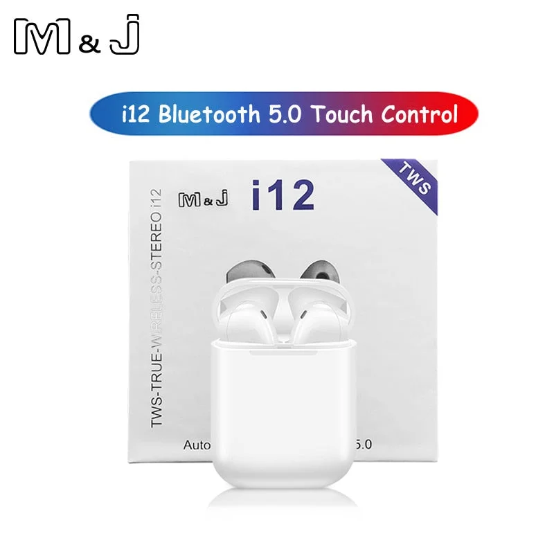 Original i12 TWS Wireless Bluetooth 5.0 Earphone Sports Sweatproof  Headphone Touch Portable Earbuds for i10 i20 tws i30 i60 i80