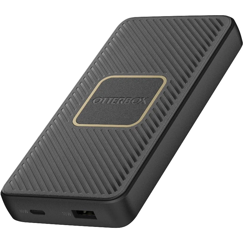 OtterBox Fast Charge Wireless Power Bank 10K mAh - Black (78-80639), Dual Ports (USB-C 18W & USB-A 18W), 10W QI Wireless, 15cm USB-C Cable, Sleek