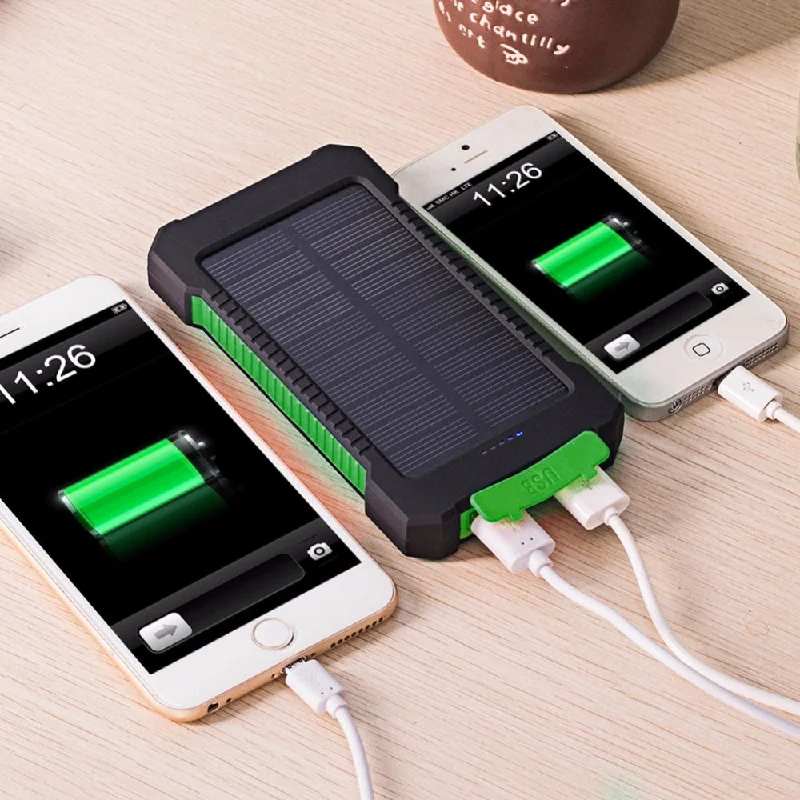 Para xiaomi iphone 6 7 8 20000mah portátil banco de energia solar 20000mah bateria externa dupla portas powerbank carregador móvel