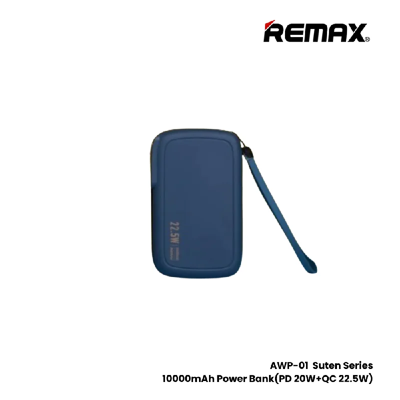 REMAX AWP-01 Suten Series 10000mAh All-in-one PD+QC Magnetic Wireless Power Bank(PD 20W+QC 22.5W)- Blue