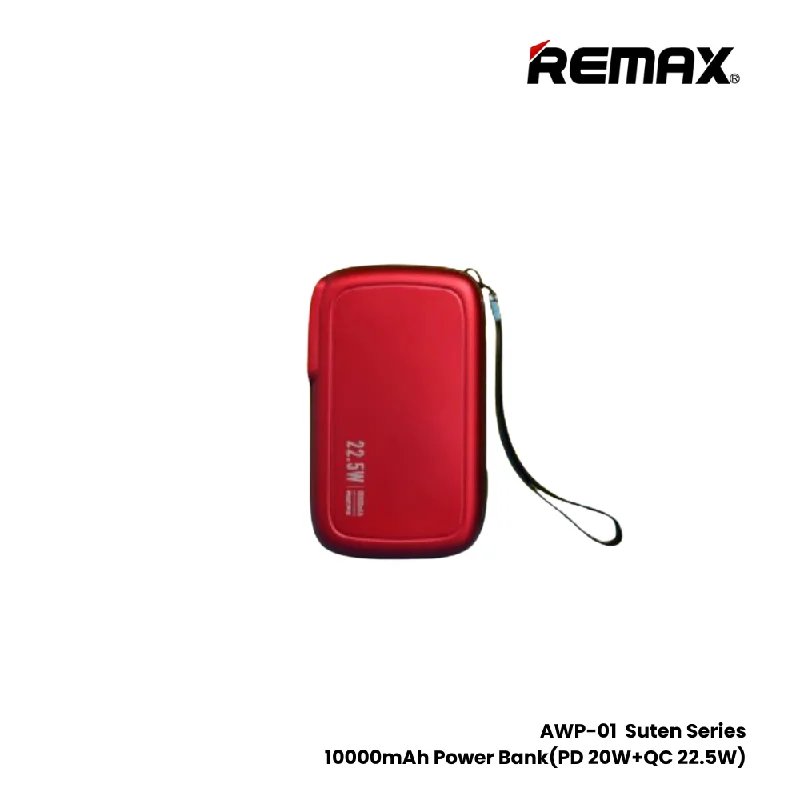 REMAX AWP-01 Suten Series 10000mAh All-in-one PD+QC Magnetic Wireless Power Bank(PD 20W+QC 22.5W) - Red