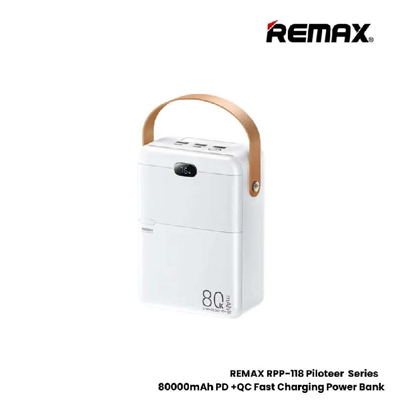 REMAX RPP-118 Piloteer Series 80000mAh PD+QC Fast Charging Power bank (PD 27W+QC 22.5W) - White