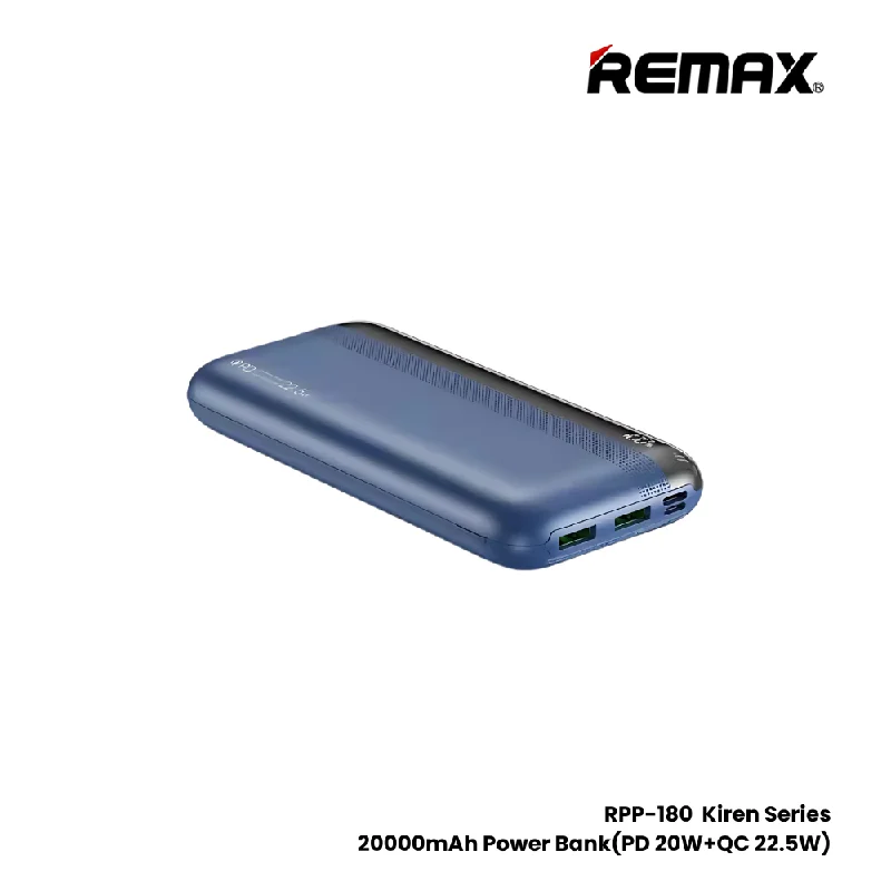 REMAX RPP-180 Kiren Series 20000mAh PD+QC Fast Charging Power Bank(PD 20W+QC 22.5W) - Blue