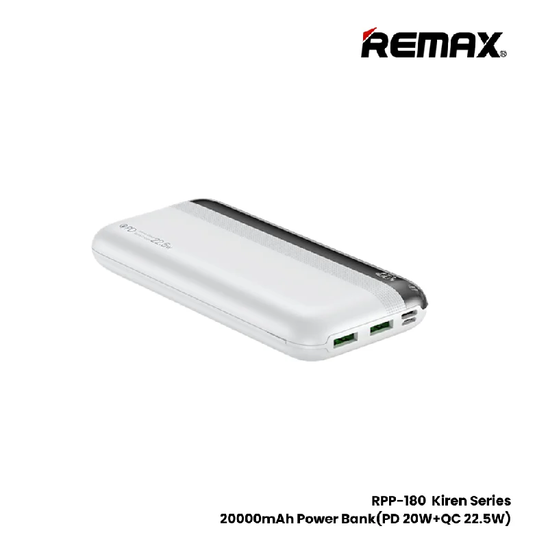 REMAX RPP-180 Kiren Series 20000mAh PD+QC Fast Charging Power Bank(PD 20W+QC 22.5W) - White