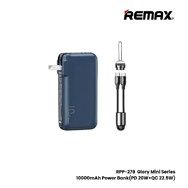 REMAX RPP-278 Glory Mini Series 10000mAh PD+QC Fast Charging Power Bank(PD 20W+QC 22.5W) - Blue