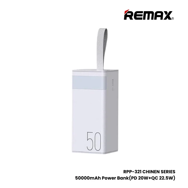 REMAX RPP-321 Chinen Series 50000mAh PD+QC Fast Charging Power Bank(PD 20W+QC 22.5W) - White