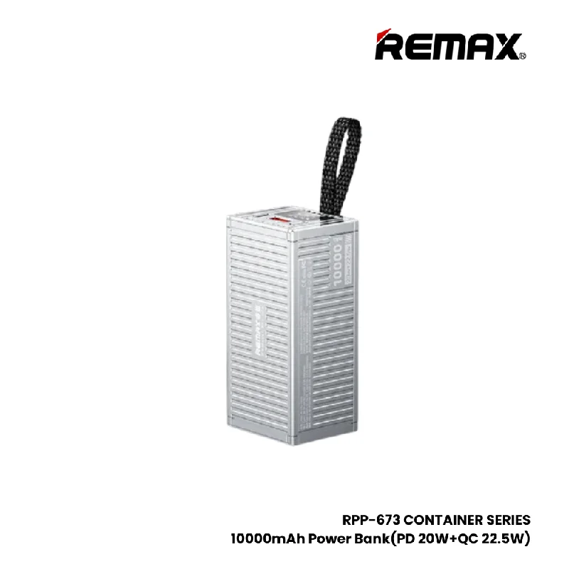 REMAX RPP-673 Container Series 10000mAh PD+QC  Fast Charging Power Bank(PD 20W+QC 22.5W) - Silver