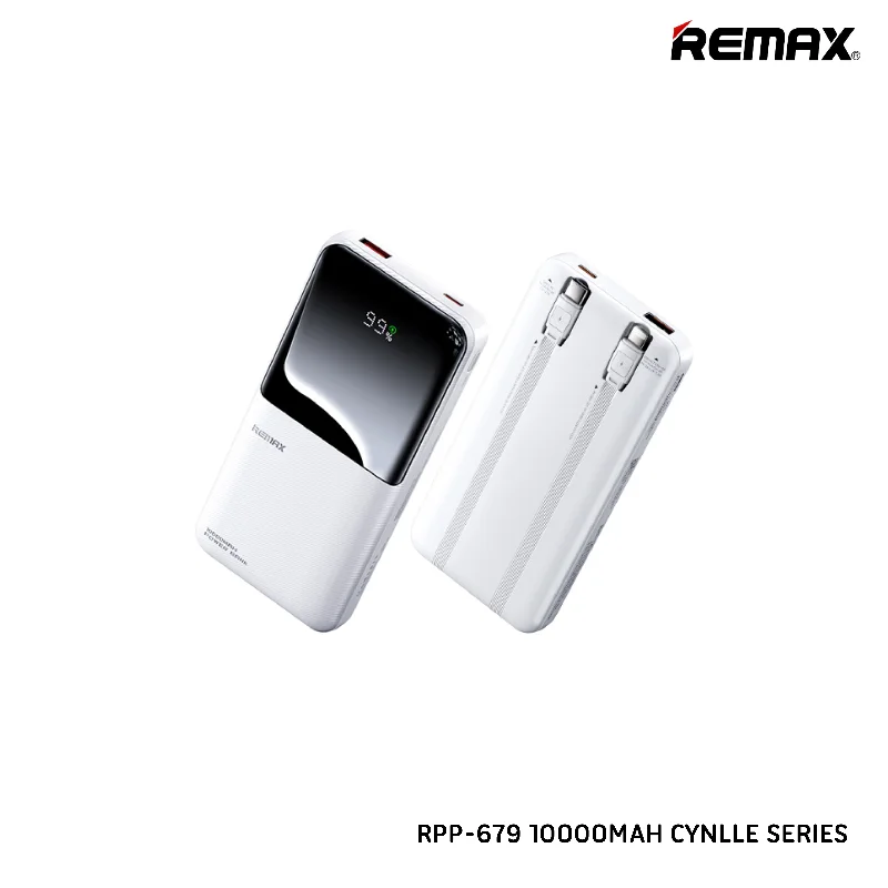 REMAX RPP-679 10000MAH CYNLLE SERIES 20W+22.5W POWER BANK WITH 2 FAST CHARGING CABLE(White)