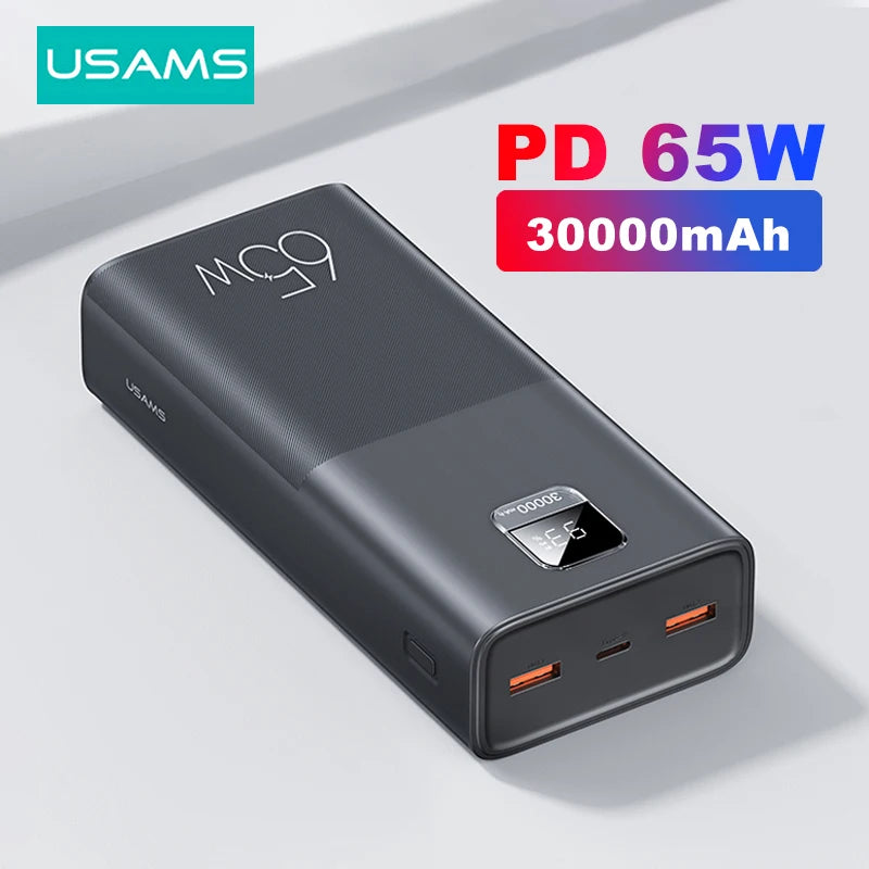 USAMS 65W Power Bank 30000mAh PD Quick Charge