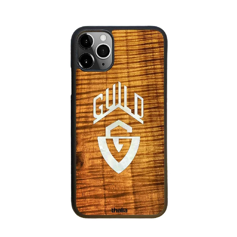 AAA Curly Hawaiian Koa & Guild G-Shield Pearl Logo | iPhone Case