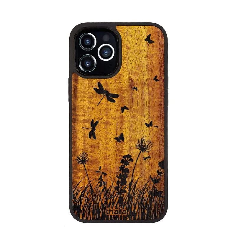 AAA Grade Hawaiian Koa & Spring Meadow Engraving | iPhone Case