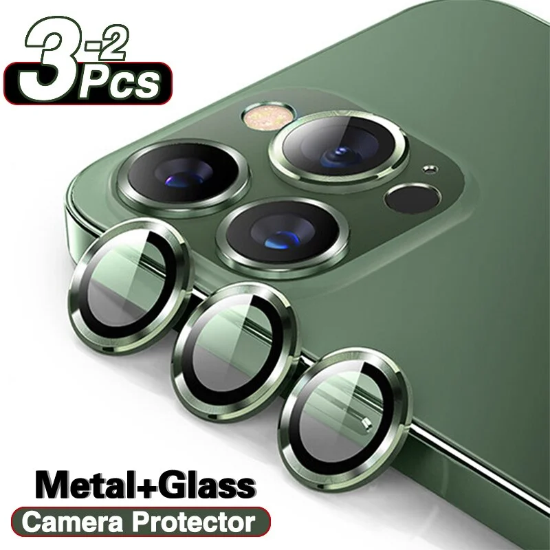 Luxury Metal Frame Glass Camera Lens Protector On Camera Protectors For iPhone 13/12 Series