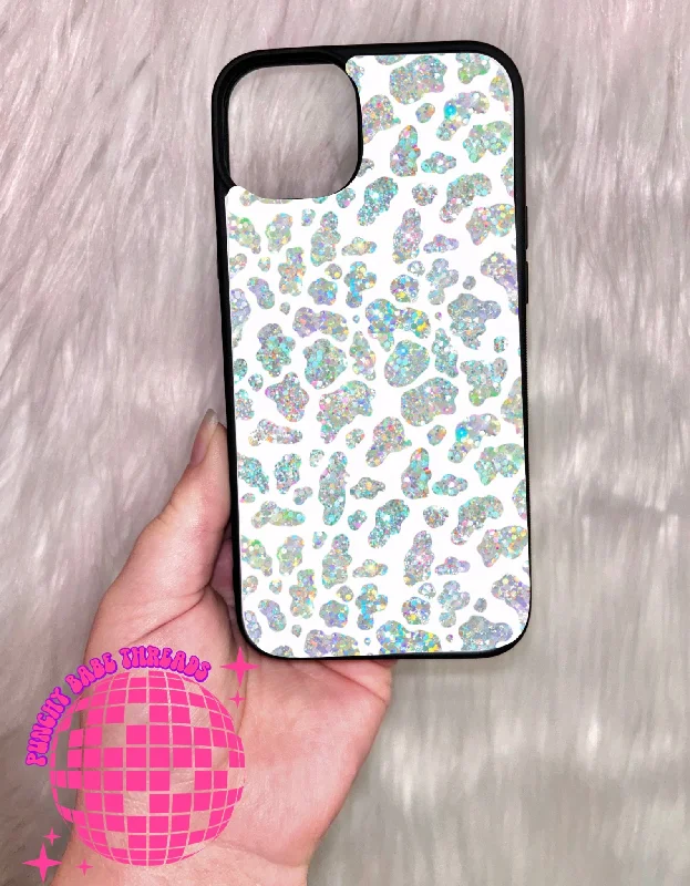 White Sparkle Cow Phone Case