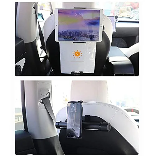 360 Degree Rotating for Tesla Model 3/Y iPad Car Mobile Phone Holder Tablet Stand Back Seat Mount Bracket 5-11 Inch（Garbage Bags can be Included）