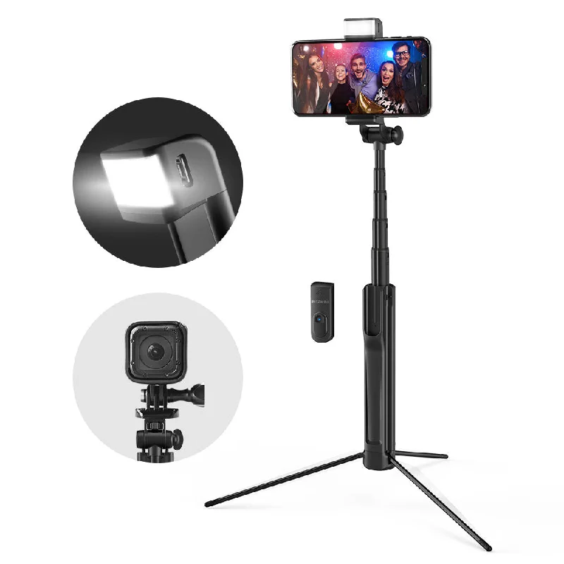 Bluetooth Selfie Stick - Extendable with Tripod and LED for Smart Phones