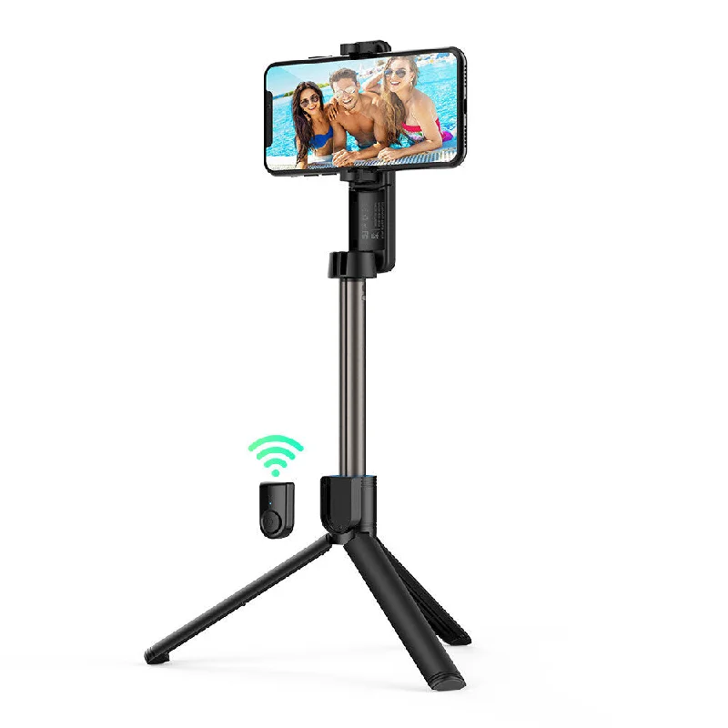 Bluetooth Selfie Stick Remote Control Tripod with Rotatable Phone Clamp