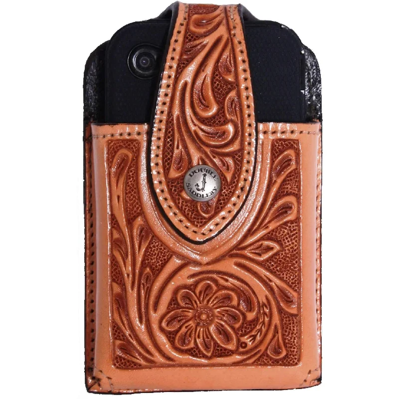 CPC17 - Natural Leather Tooled Cell Phone Holder