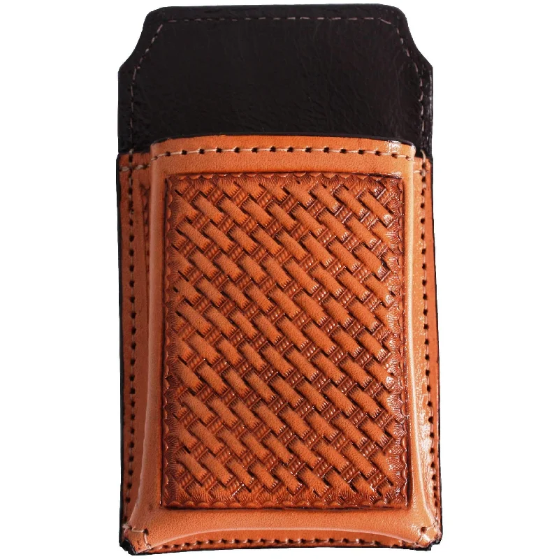 CPC30A - Natural Leather Tooled Cell Phone Holder