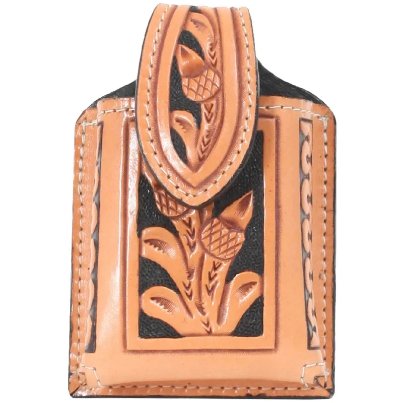 CPC35 - Natural Leather Tooled Cell Phone Holder