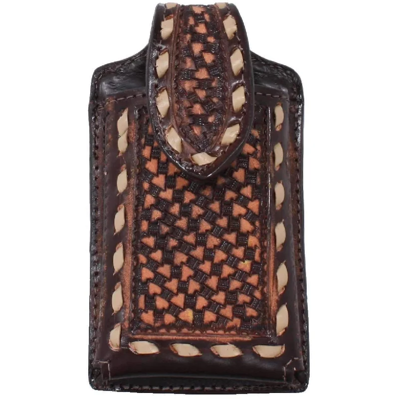 CPC42 - Brown Vintage Tooled Cell Phone Holder