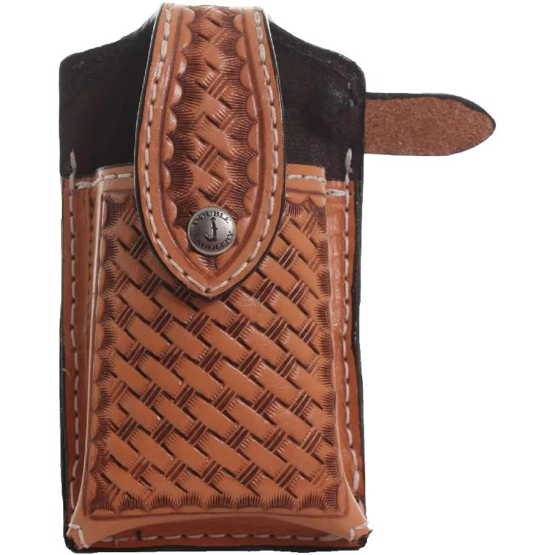 CPC47 - Natural Leather Basket Weave Tooled Cell Holder