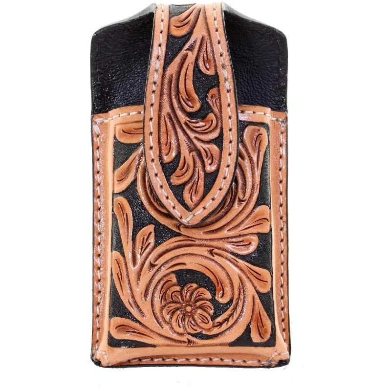 CPC60 - Natural Leather Tooled Cell Phone Holder