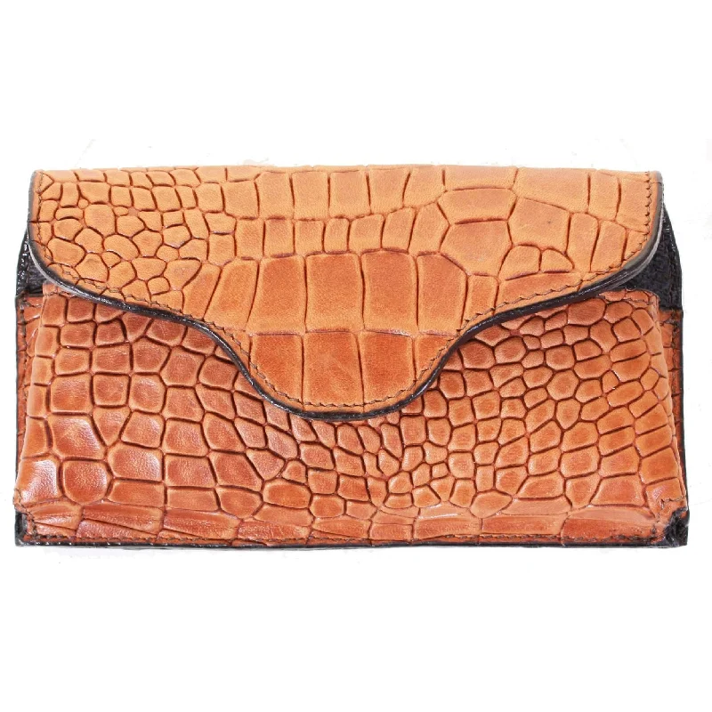 CPC66 - Cognac Diamond Back Crocodile Cell Phone Holder