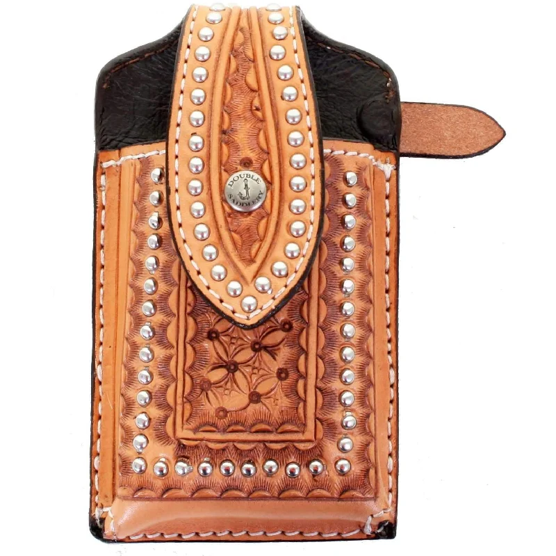 CPC71 - Natural Leather Tooled Cell Phone Holder