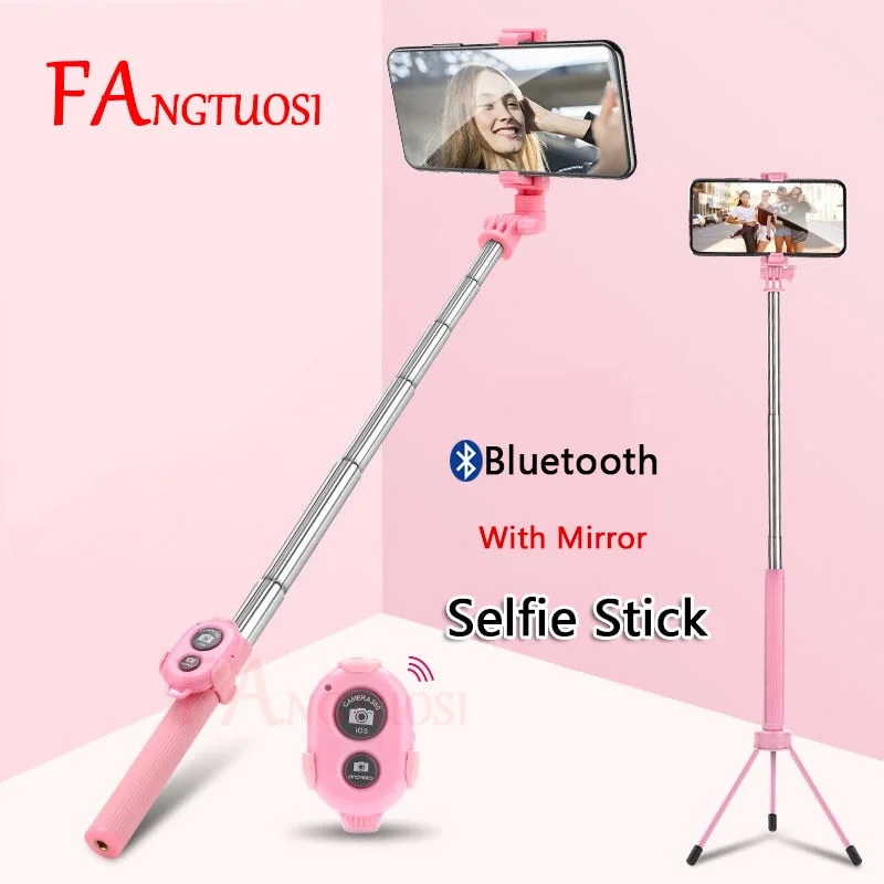 Selfie Stick Handheld Extendable Monopod With mirror Shutter Remote Mini Tripod For iPhone