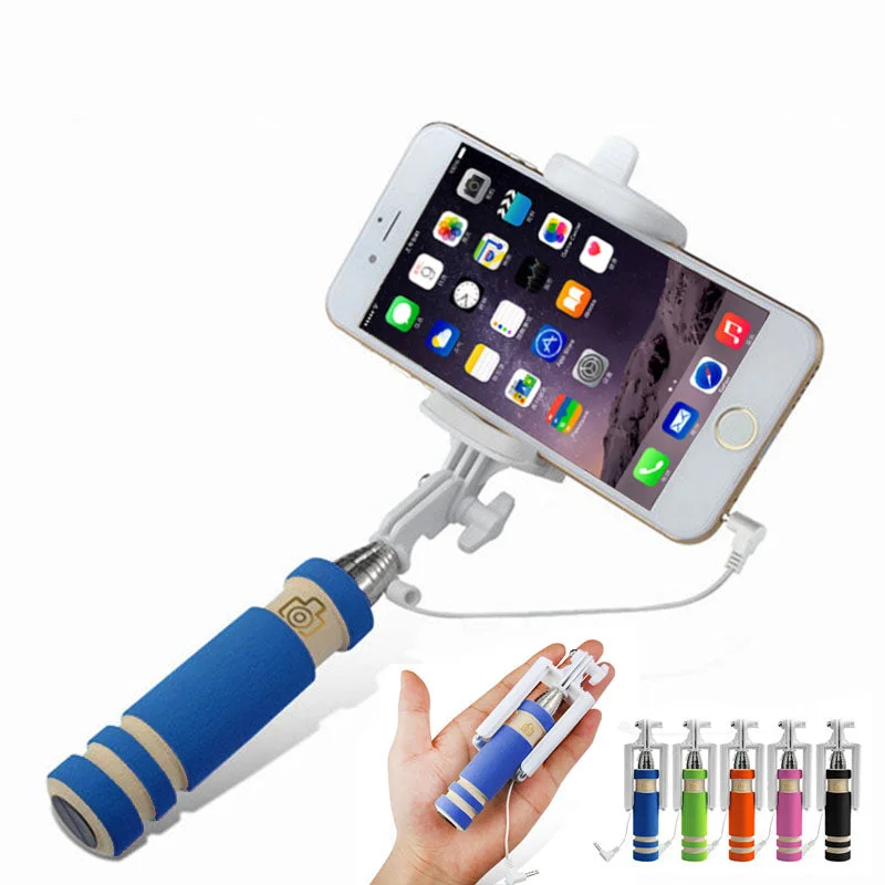 Mini Foldable Wired Selfie Stick Handheld Extendable Monopod Non-slip Handle for iPhone 6/6S plus/Samsung