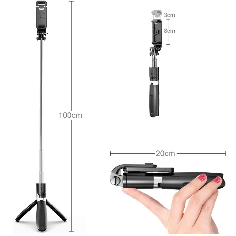 Wireless Selfie Stick w/ Tripod & Remote - White